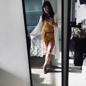 Long White Floral Kimono